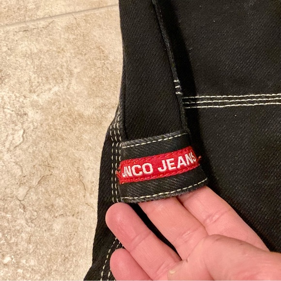 Vintage Y2K 90s JNCO Black Crown Logo Baggy Denim Shorts Size 29 Skater Grunge - Picture 9 of 13